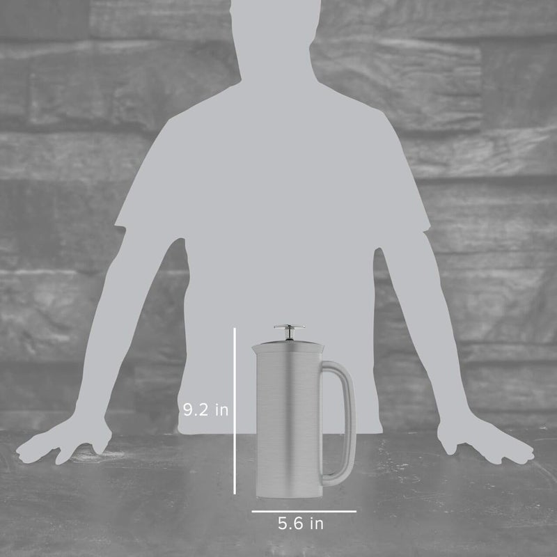 ESPRO P7 Brushed Stainless Steel French Press 304 â€“ Patented Double Walled Micro-Filter Insulated French Press Coffee Maker, Grit-Free Brew - Heat Resistant BPA Free (18oz) - Image 2